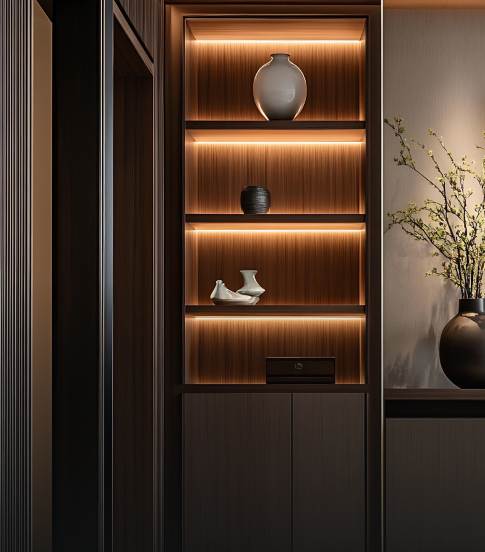 Illuminated display shelving